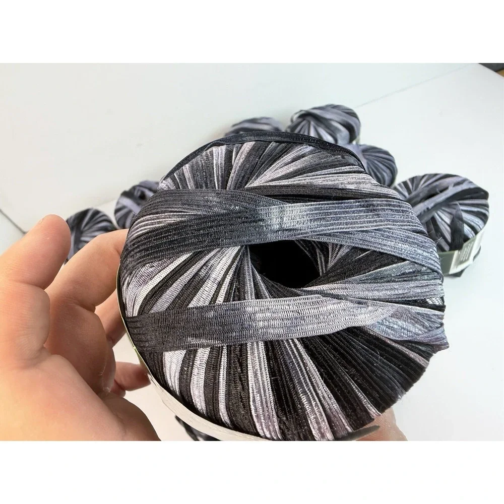 Lion Brand Yarn Incredible Ribbon Yarn Lot Of 17 Accent On Black 100% Nylon